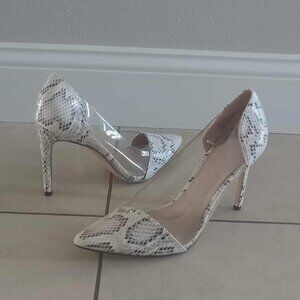 BCBGeneration Lania Snakeskin Embossed & Clear Vinyl Pumps